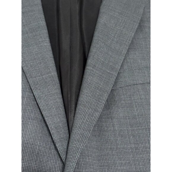 Hugo Boss Mens Blazer Jacket Sz 40L Gray Wool Houndstooth 2 Button Sport Coat - Picture 4 of 9